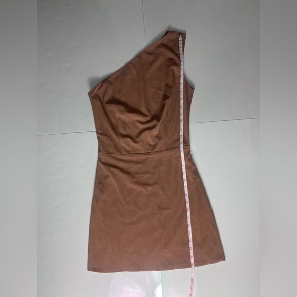 Bronx and Banco Mini Dress One-Shoulder Beige Semi-Sheer – Size 8 – Cocktail - Picture 8 of 9